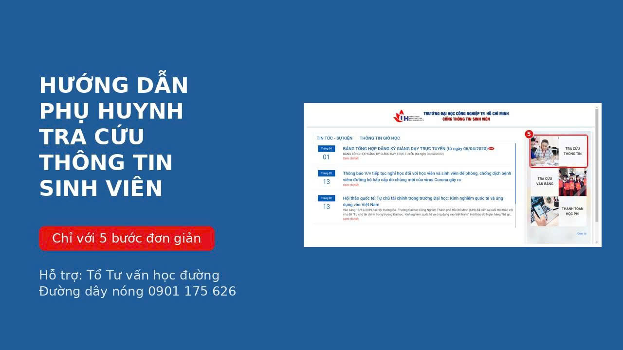 Hướng dẫn phụ huynh tra cứu thông tin học tập của sinh viên trên Cổng thông tin sinh viên